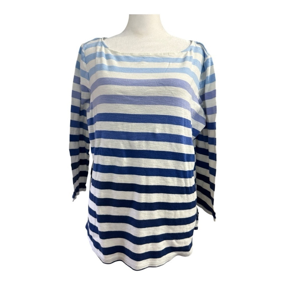 Tommy Bahama ombré Stripe 3/4 Sleeve Relaxed Tee Large 100% Cotton